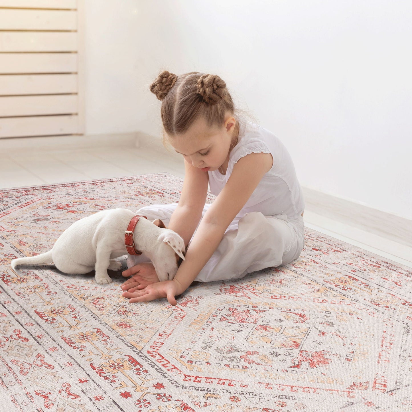 Maval - 6' X 9' Washable Area Rug - Beige