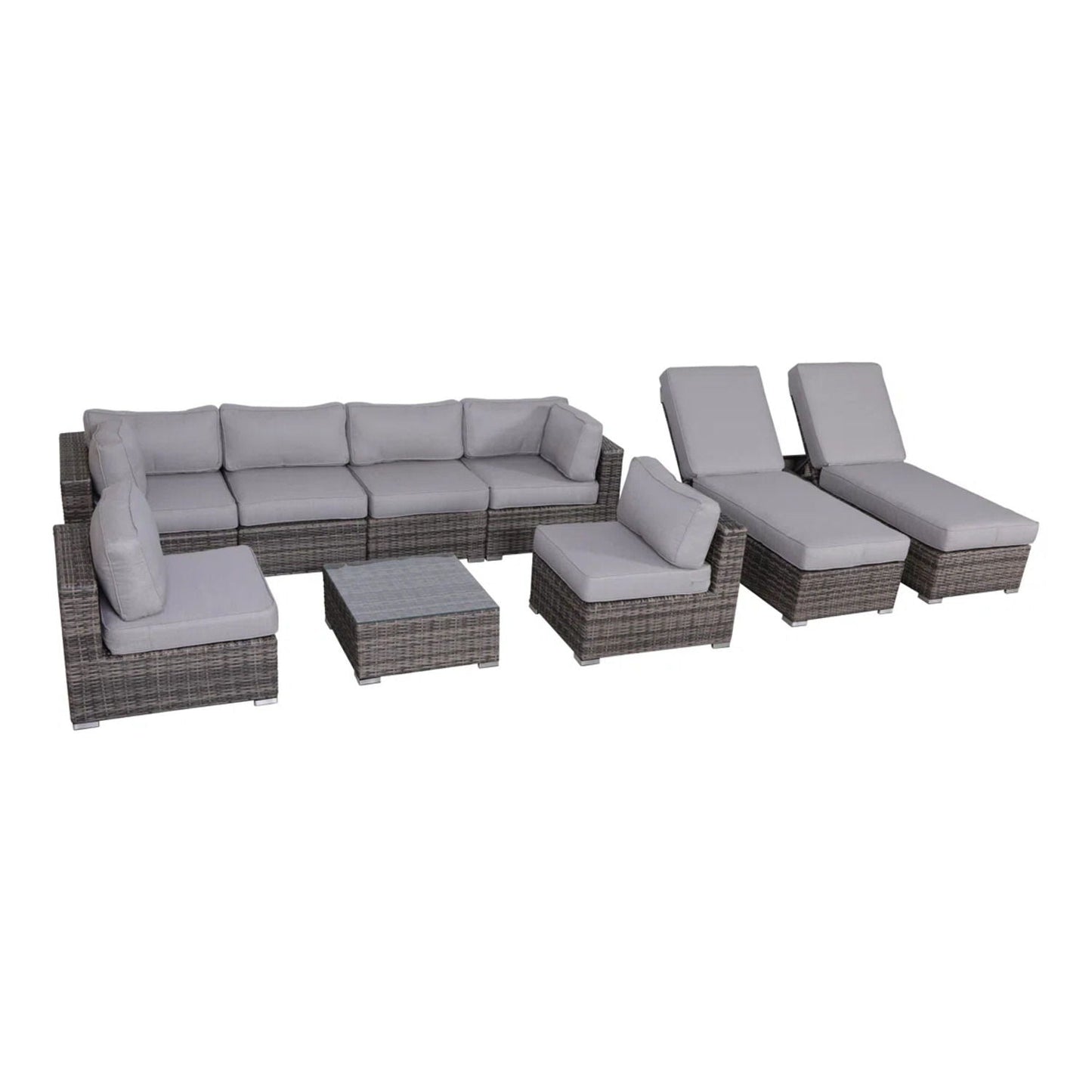 Seating Set With Cushions Handcrafted Wicker Design