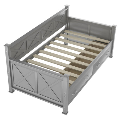 Modern Daybed With 2 Large Drawers, X Shaped Frame