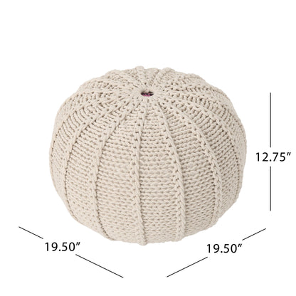 Bordeaux - Knitted Round Pouf Ottoman And Floor Cushion