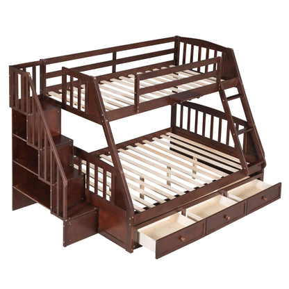 Bunk Bed With Drawers, Ladder And Storage Staircase