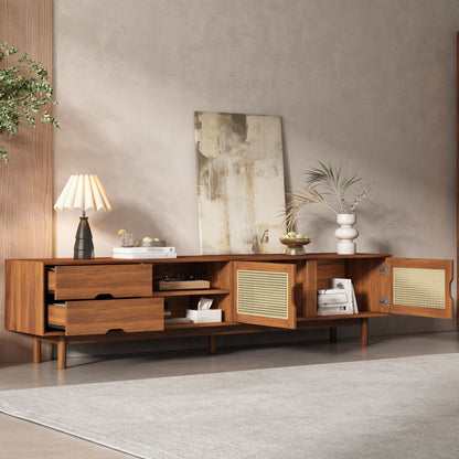 TV Stand For TVs Up To 85", Media Console With 2 Drawers - Walnut
