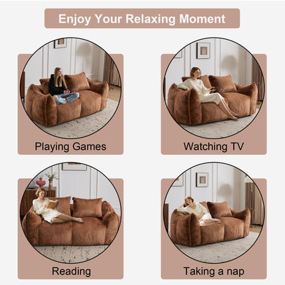 Giant Bean Bag Couch, Ultra Soft Fluffy Loveseat For Living Room