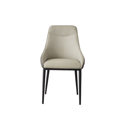 Modern Dining Chair Set Upholstered Seats Steel Metal Legs 2 Tone Contemporary Kitchen Living Room Furniture (Set of 2) - Black / Gray