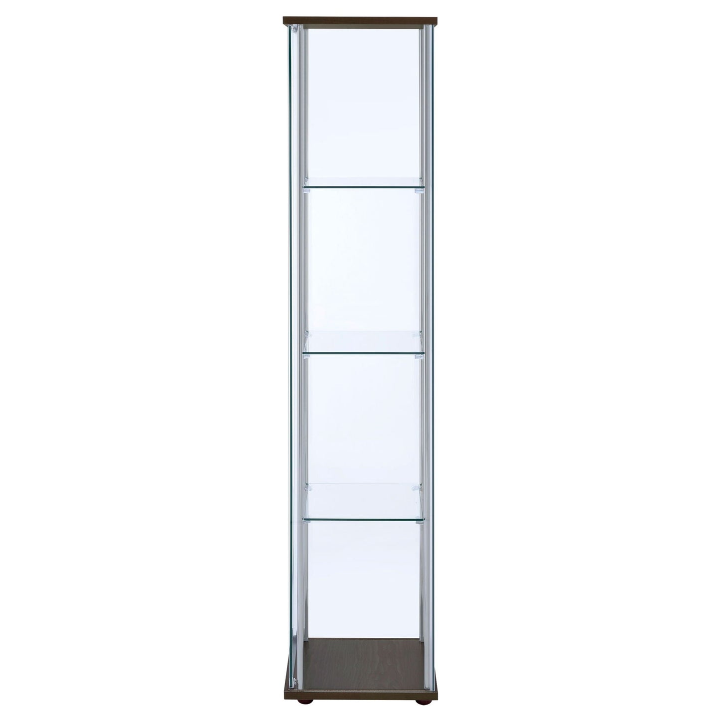 Bellatrix 3-shelf Clear Glass Curio Cabinet Cappuccino