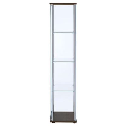 Bellatrix 3-shelf Clear Glass Curio Cabinet Cappuccino