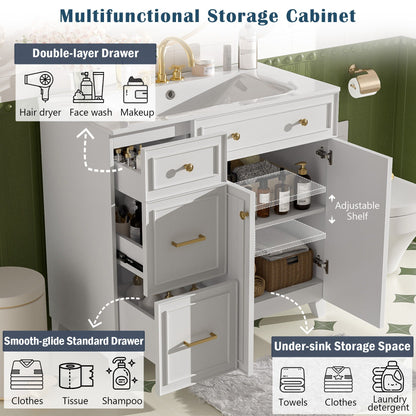 Bathroom Vanity With Sink, Soft Close Doors, Adjustable Shelves