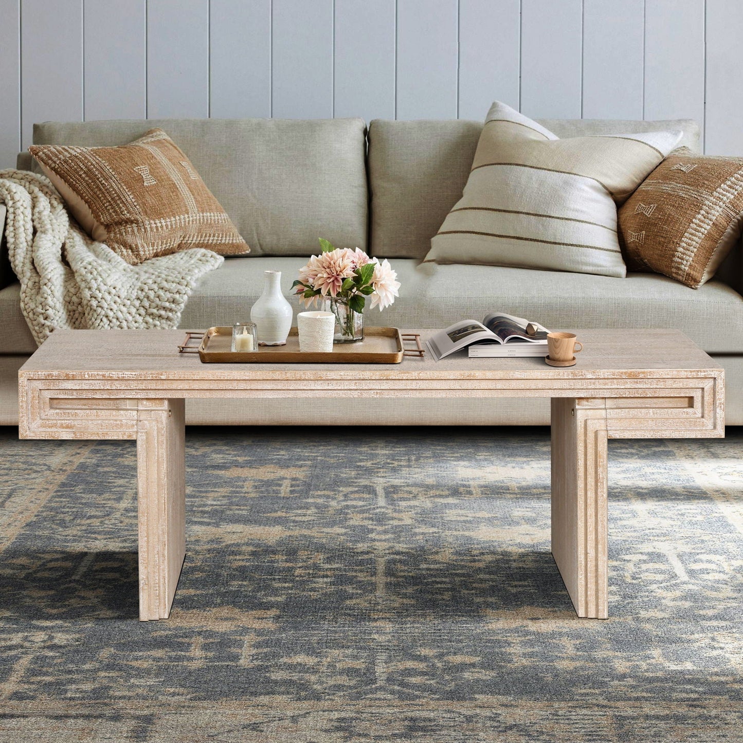 American Vintage Industrial Coffee Table, Double Tier Design