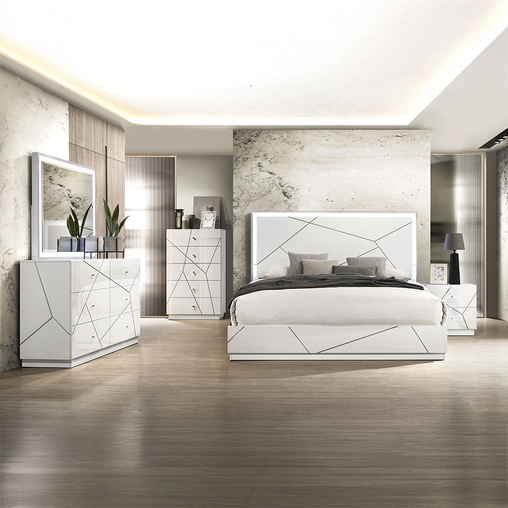 Esther - Nightstand - White / Silver
