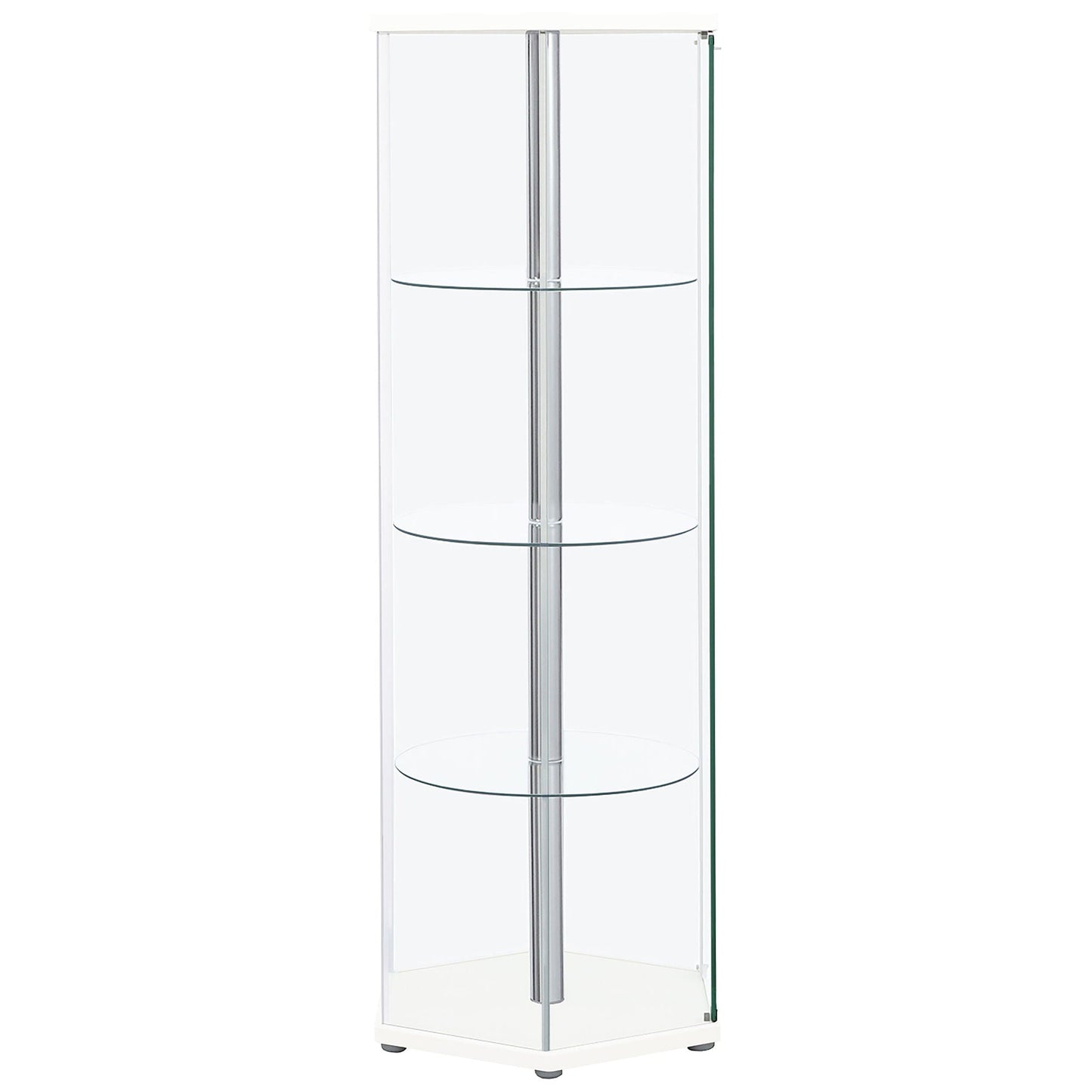 Zahavah 4-shelf Hexagonal Clear Glass Curio Cabinet White