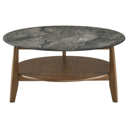 Bradley Round SmartTop Cocktail Coffee Table Smokey Grey and Brown