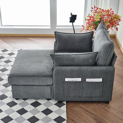 Comfy Oversized Chaise Lounge Chair With Ottoman And Storage