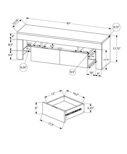 TV Stand, Console, Media Entertainment Center, Storage Cabinet, Glossy Contemporary & Modern - White