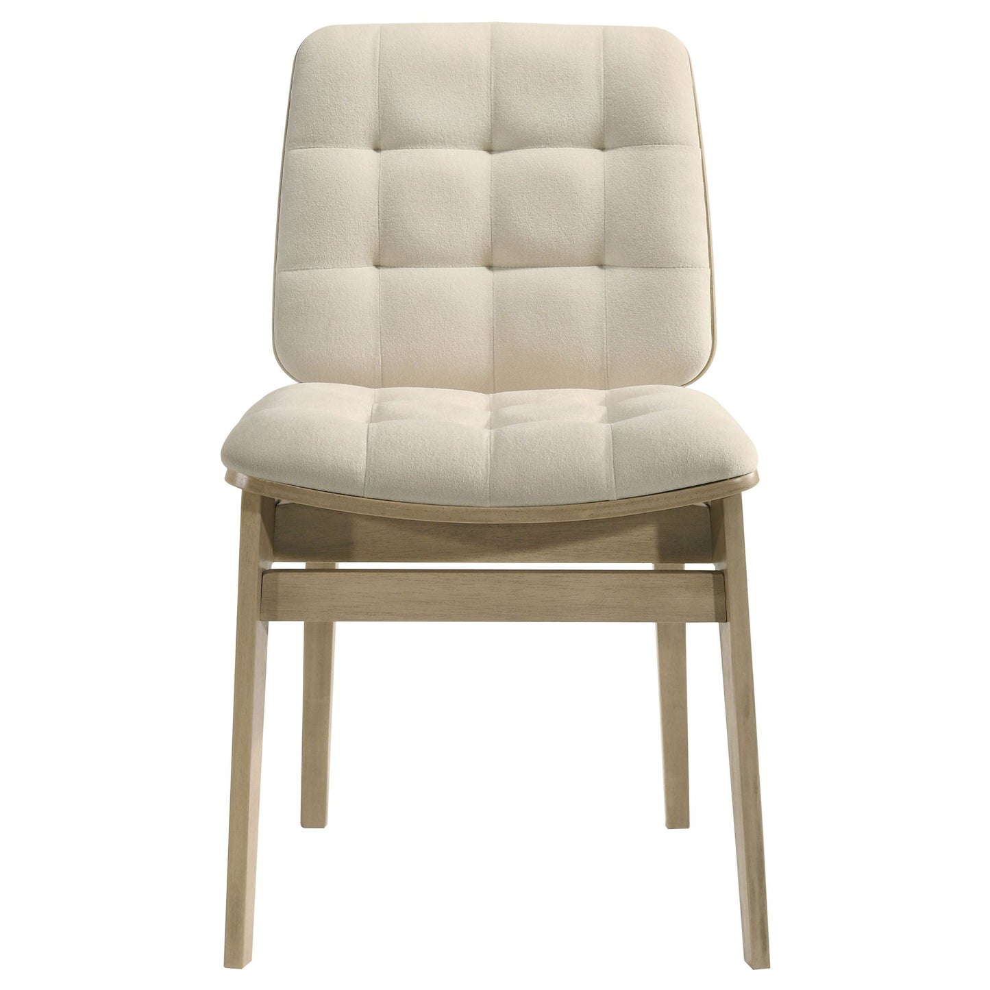 Redbridge Velvet Upholstered Side Chair Cream and Natural Oak (Set of 2)