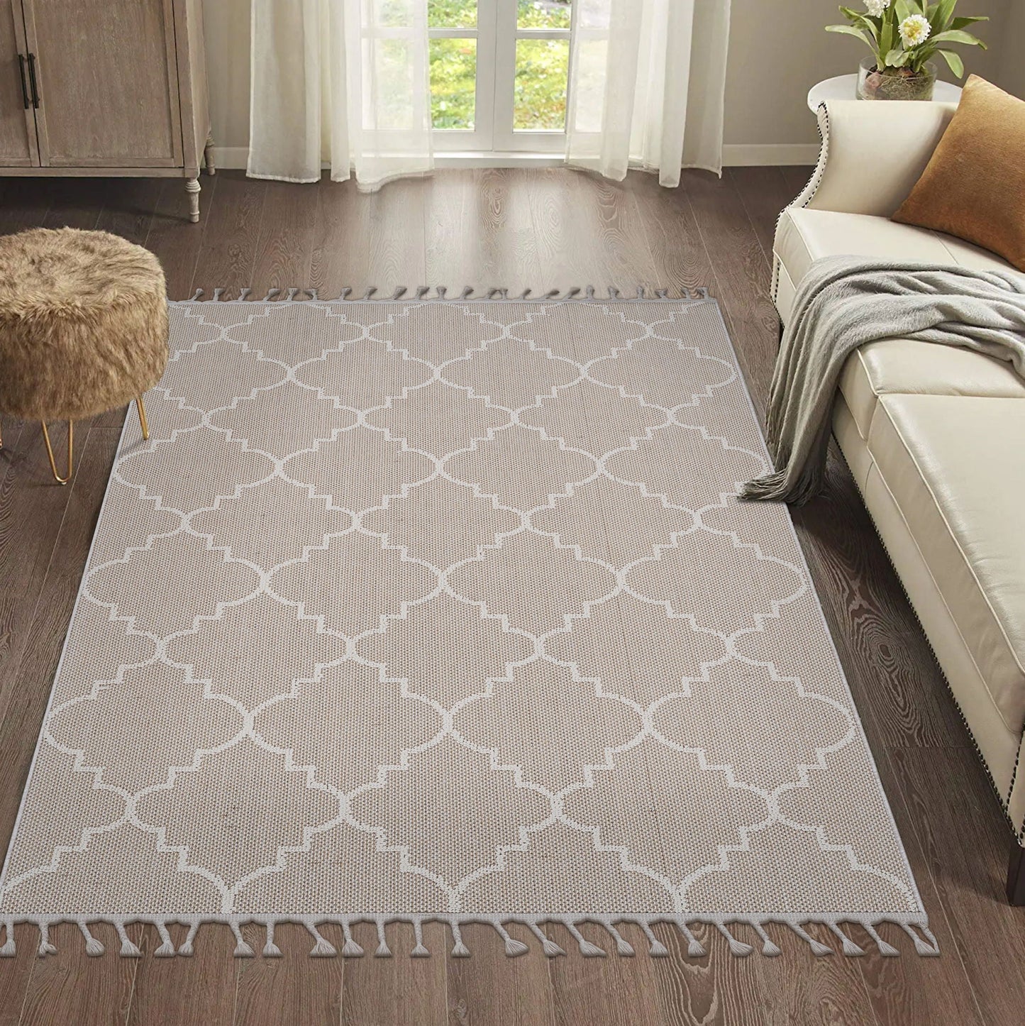 Guros - 4' X 6' Trellis Indoor / Outdoor Area Rug - Ivory