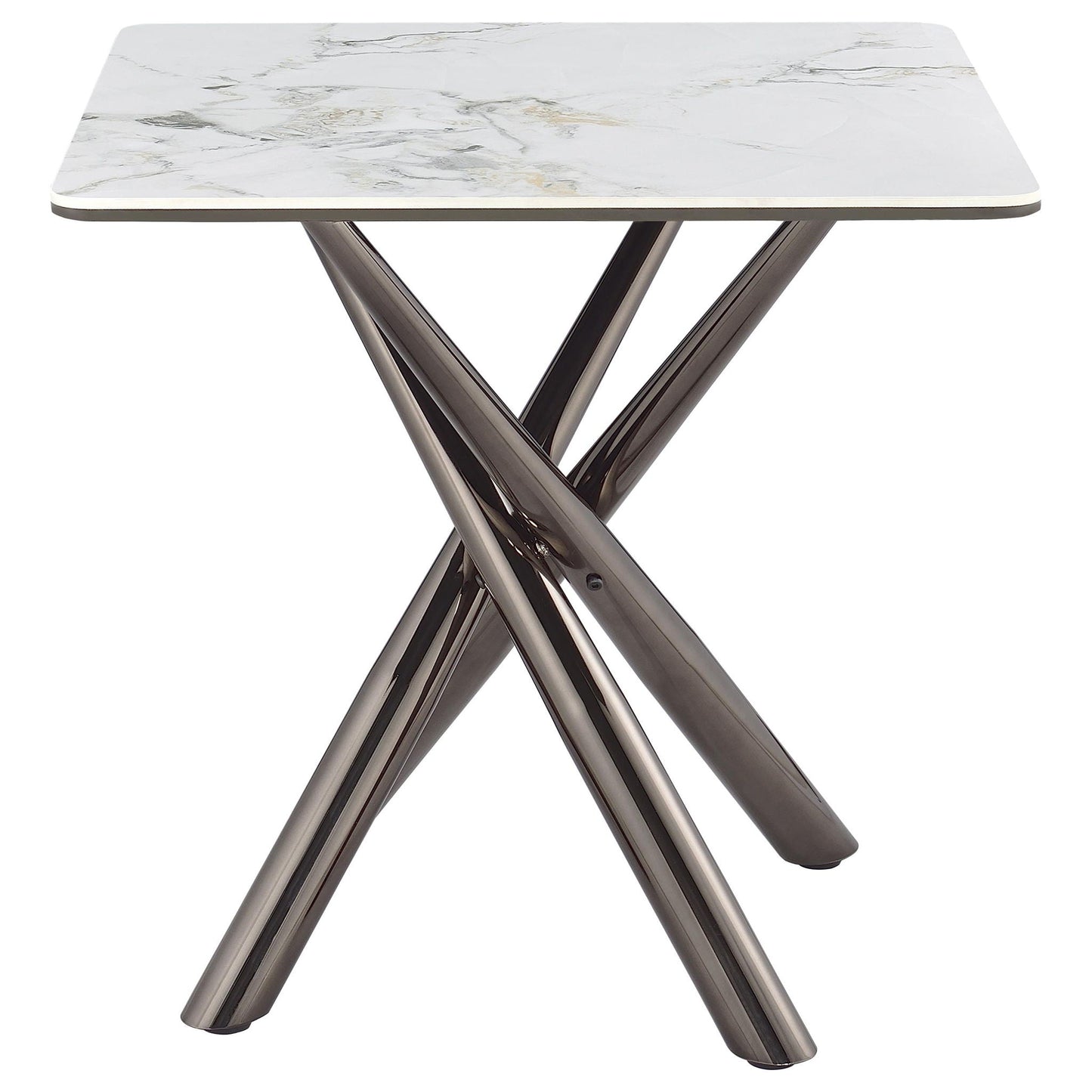 Carvell Square Sintered Stone End Side Table Mirage White