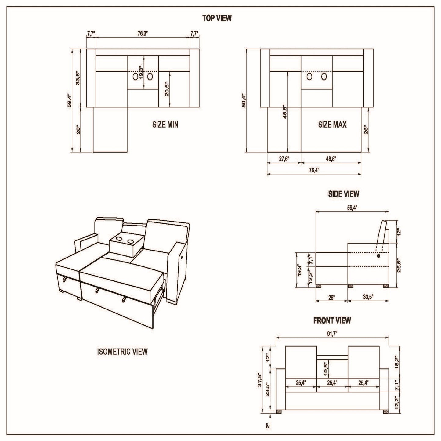 Territory - Pull Out Sofa Bed With Design - Dark Gray