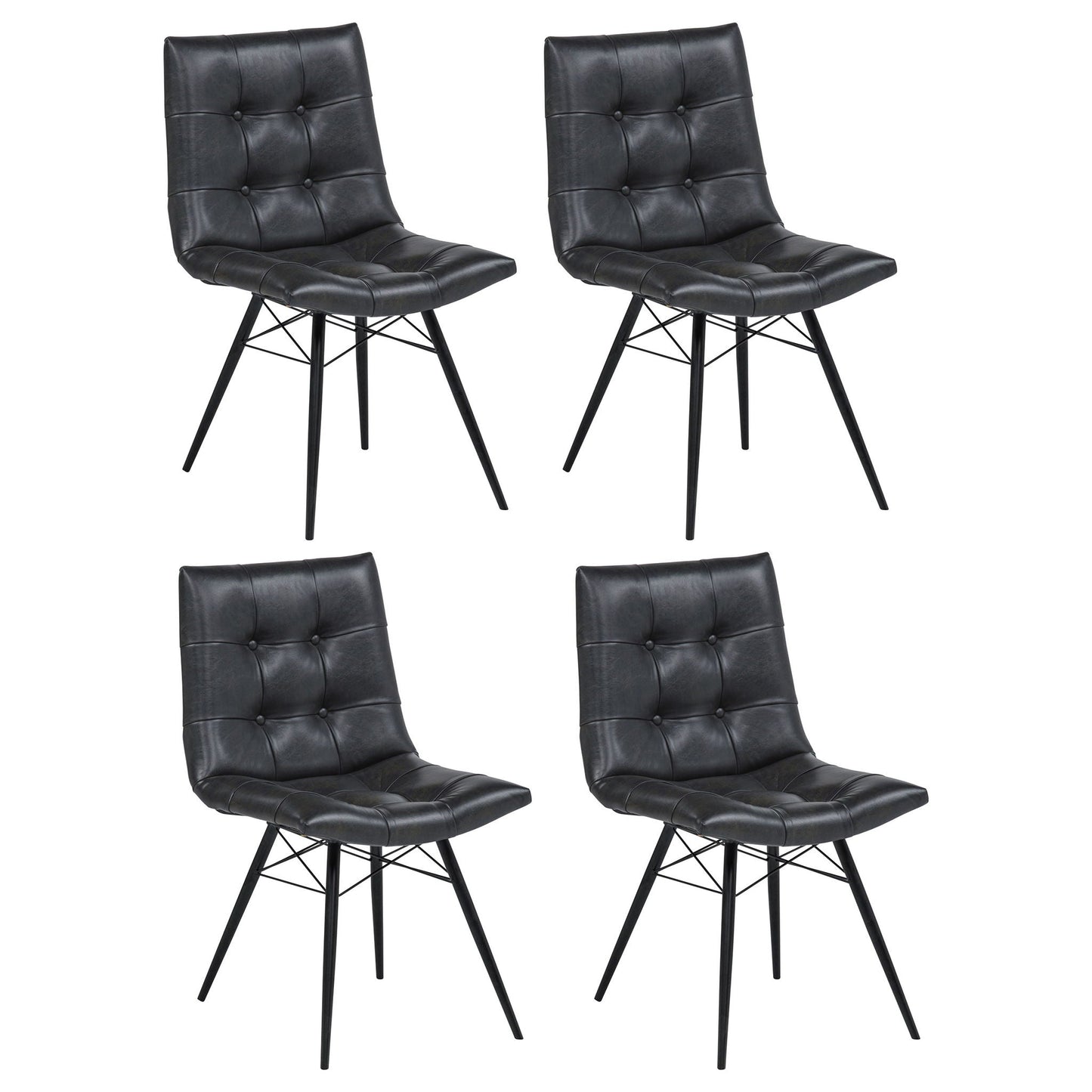 Aiken Faux Leather Upholstered Dining Side Chair Charcoal Grey (Set of 4)