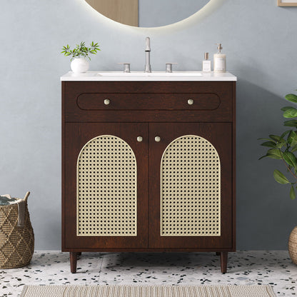 Modern Bathroom Vanity With Sink, Cabinet With Adjustable Shelf