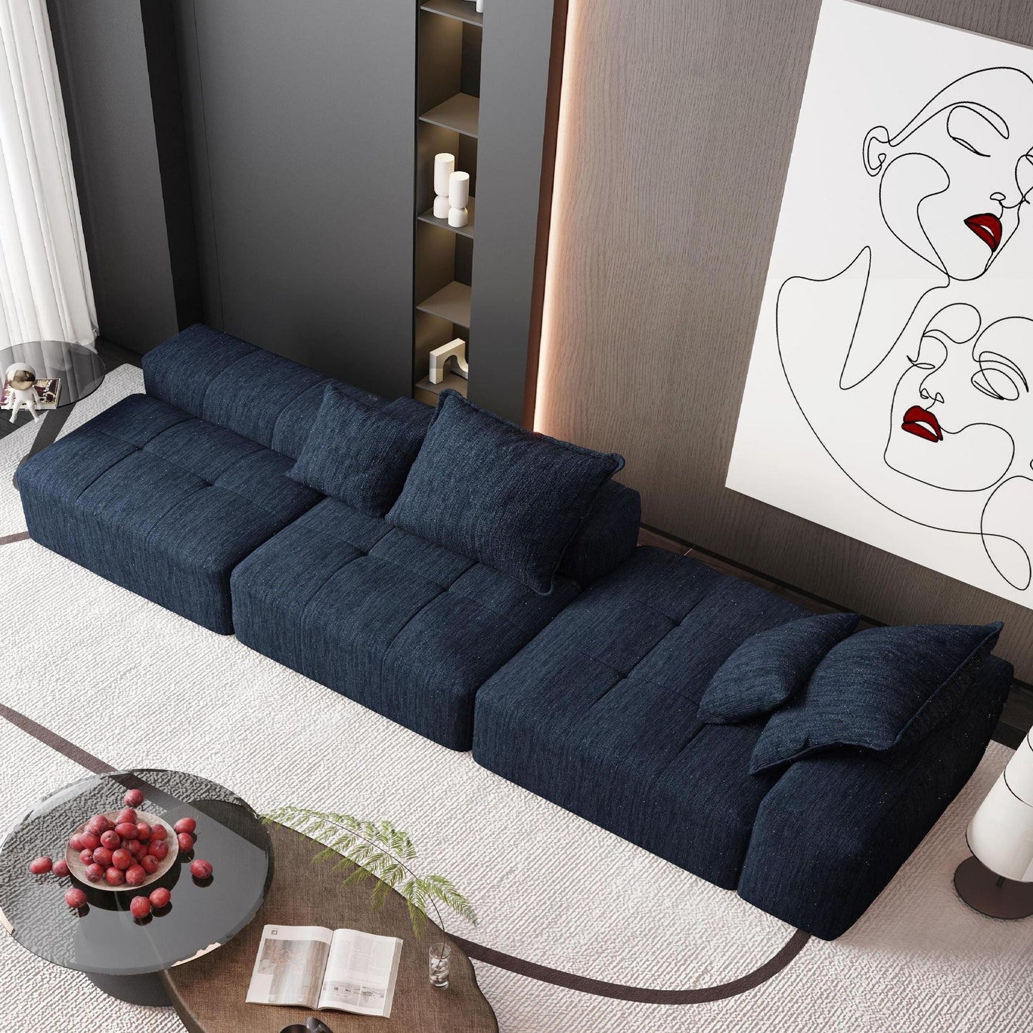 Modern Oversized Diy Combination Modular Sectional Sofa With Pillows