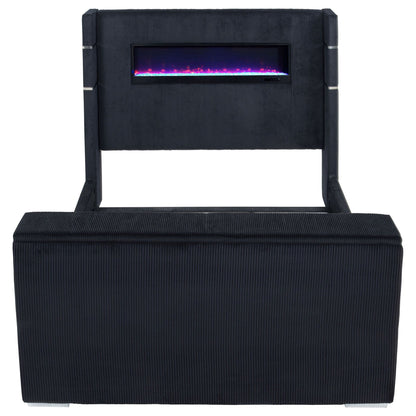 Tisdall Eastern King Flame Visualizer Wingback TV Bed Black