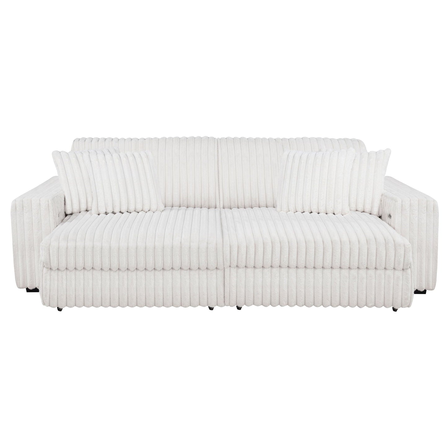 Jacana Corduroy Upholstered Dual Power Chaise Sofa Ivory