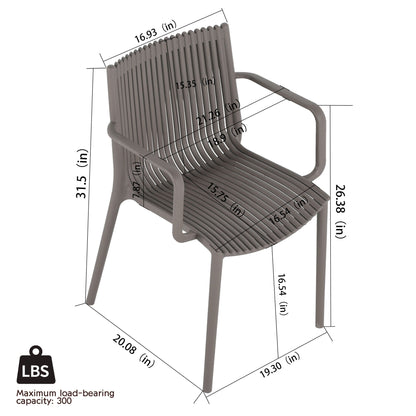 4 Modern Stackable Plastic Armchair Matched With Round Table