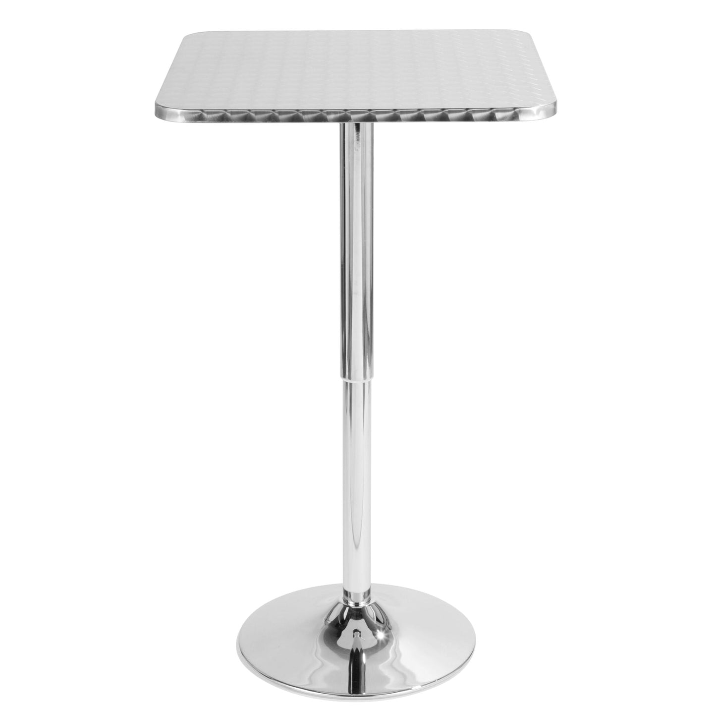 Bistro - Contemporary Adjustable Square Bar Table - Silver