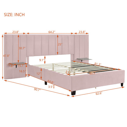 Upholstered Platform Bed With Big Headboard