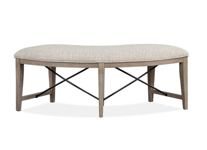 Paxton Place - Curved Bench With Upholstered Seat - Dovetail Gray
