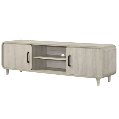 TV Stand With Sliding Doors And Handles, Living Room Furniture - Antique White