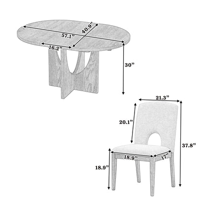 Topmax - 5 Piece Modern Extendable Round Dining Table Set With Removable Leaf For Small Places