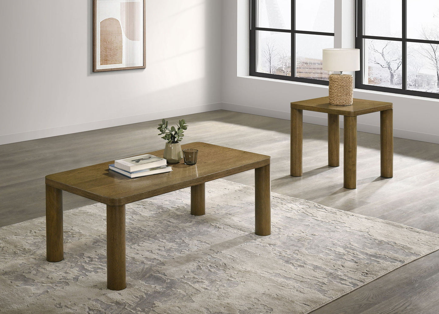 Castlewood Engineered Wood Accent Side End Table Brown Oak