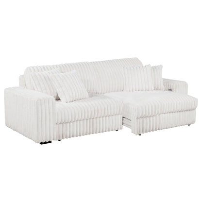 Jacana Corduroy Upholstered Dual Power Chaise Sofa Ivory