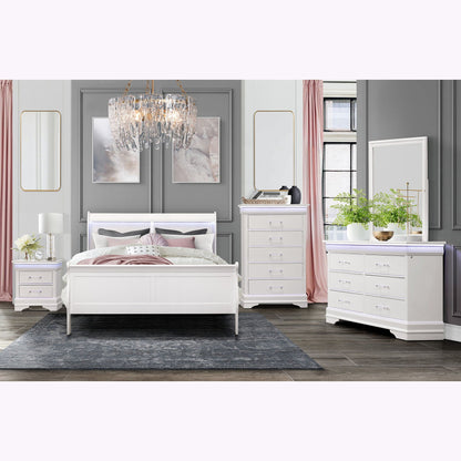 Charlston - Modern Sleigh Design Bed With LED