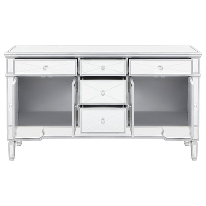 Duchess 5-drawer Mirrored Storage Accent Cabinet Silver