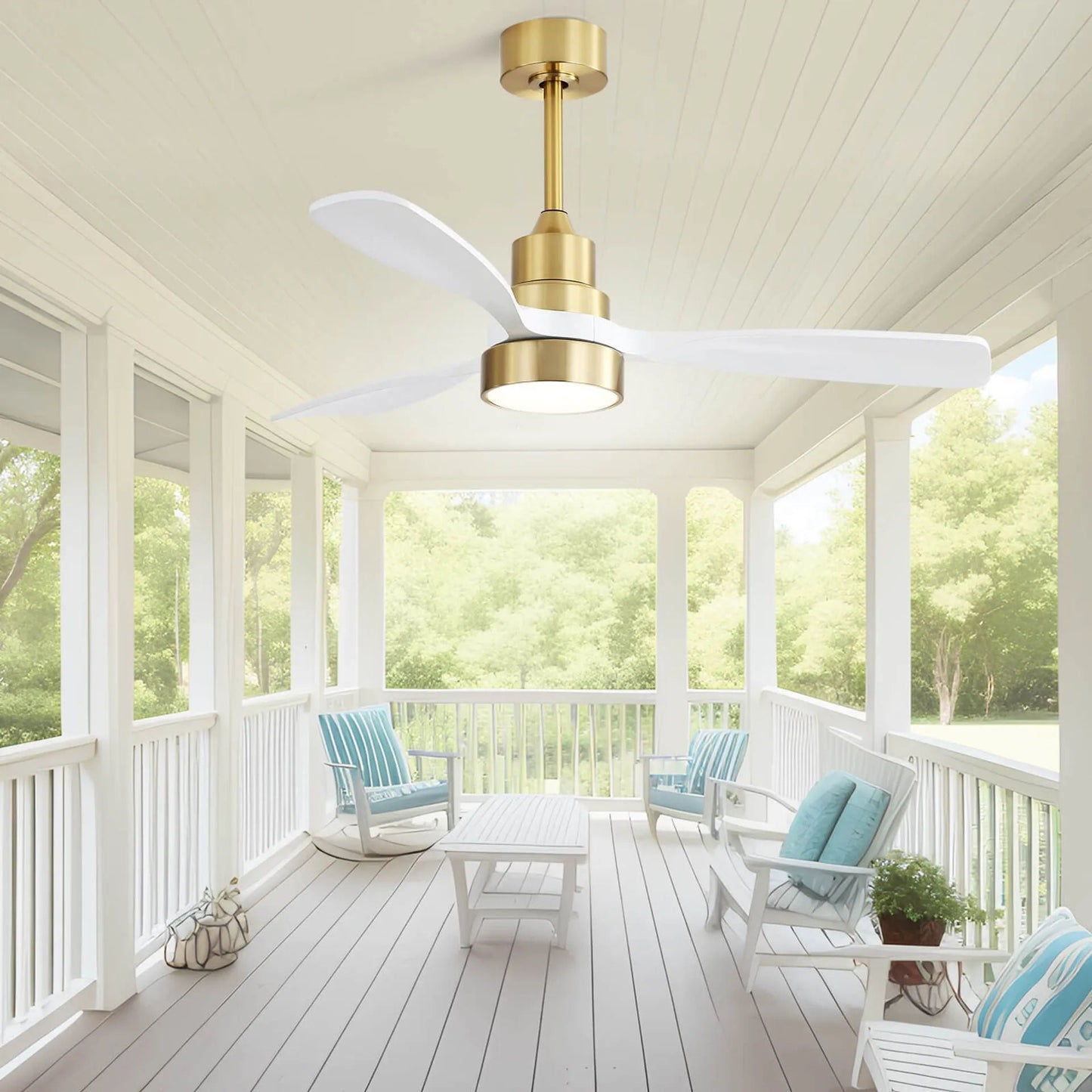 Indoor Ceiling Fan With Dimmable LED Light, 6 Speed Remote ControlLED DC Motor, Reversible Blades