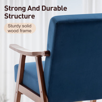 Mid Century Modern Accent Chair With Solid Wood Frame And Extra Thick Backrest