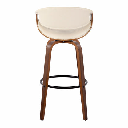 Symphony - Mid Century Modern Fixed Height Barstool With Swivel And Round Footrest (Set of 2)