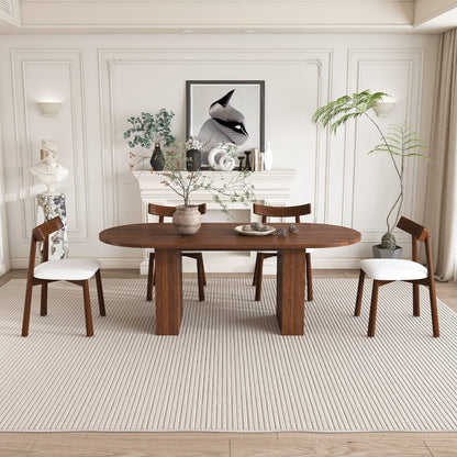 Oval Dining Table Set For 6 With 4 Chairs - Walnut