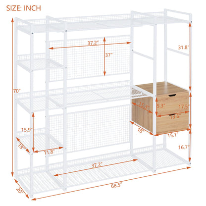 Open Style Wardrobe With Hanging Rails, Shelves And Drawers