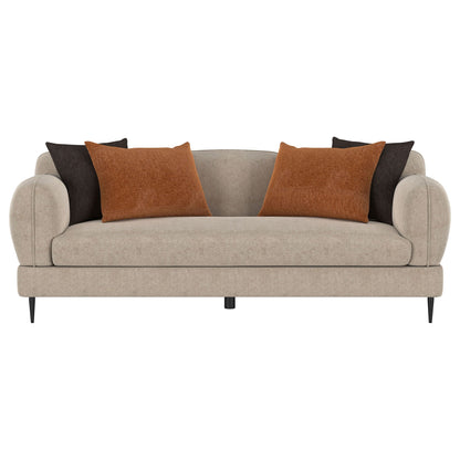 Jade Chenille Upholstered Sculpted Track Arm Sofa Latte