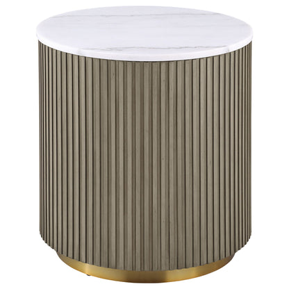 Jason 3-piece Round White Marble Coffee Table Set Greige