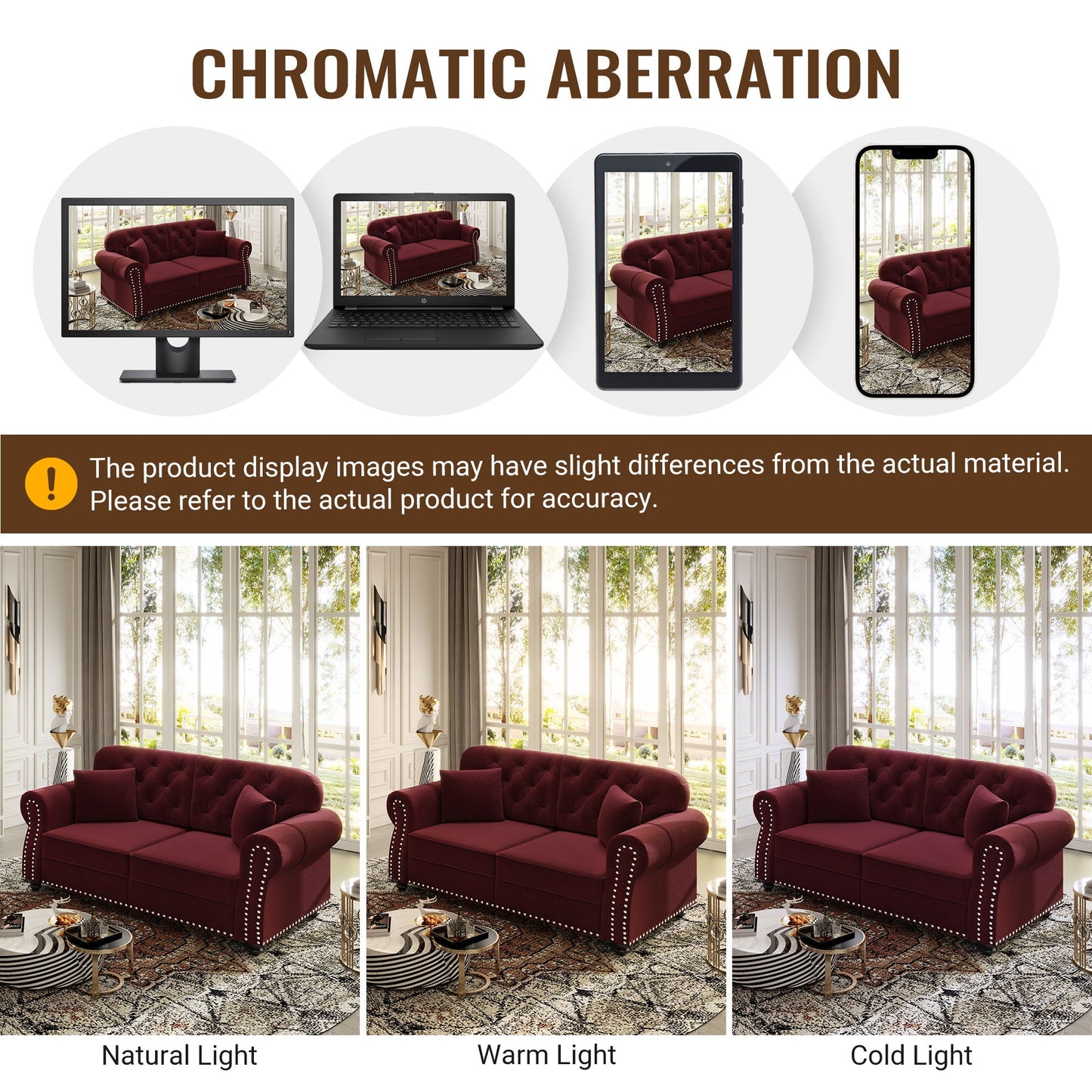 Upholstered Chesterfield Sofa With Nailhead Trim And Rolled Armrests