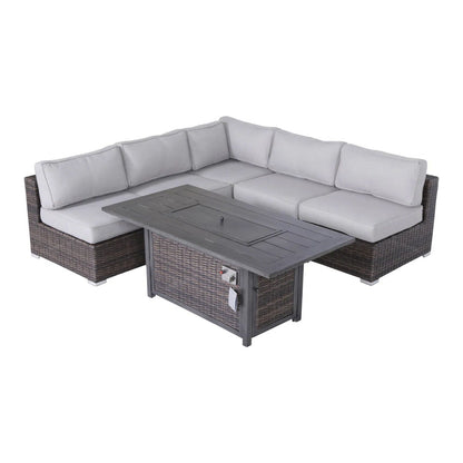 6 Piece Sectional Sofa Set With Cushions - Brown
