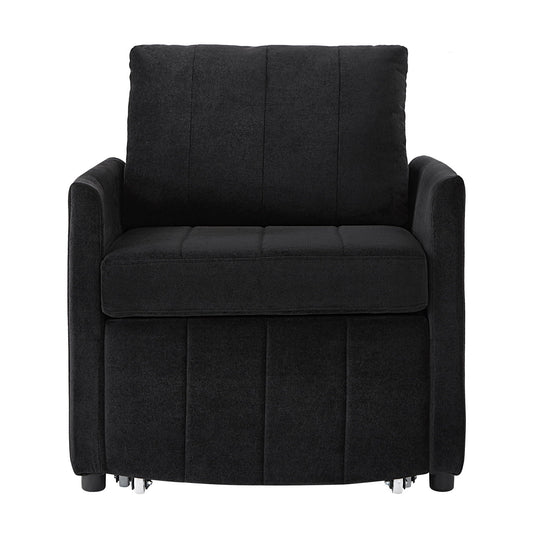 Upholstered Convertible Sleeper Sofa With 5 Position Backrest, Side Pockets, Storage