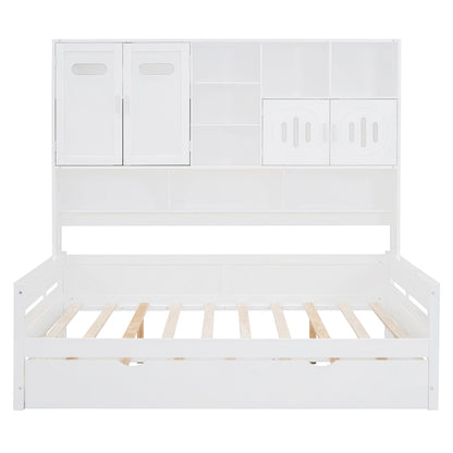 Daybed With All-In-One Cabinet And Shelf