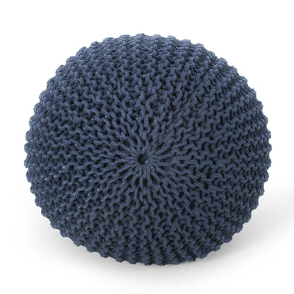 Bordeaux - Knitted Round Pouf Ottoman, Floor Cushion