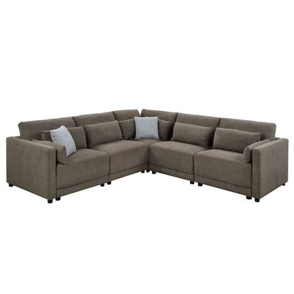 Rylie - Modular Armless Chair With Pillow - Brown Linen