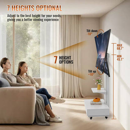 Adjustable Height Mobile TV Cart